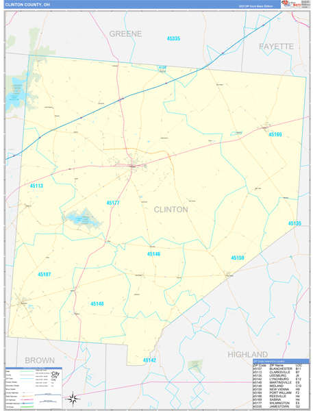 Clinton County, OH Zip Code Map