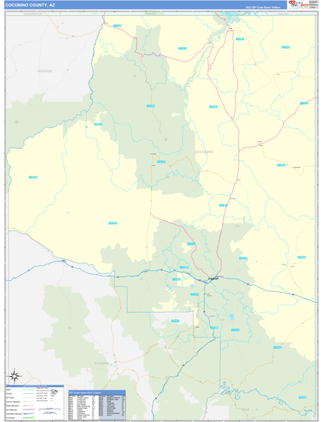 Coconino County, AZ Wall Map Basic Style