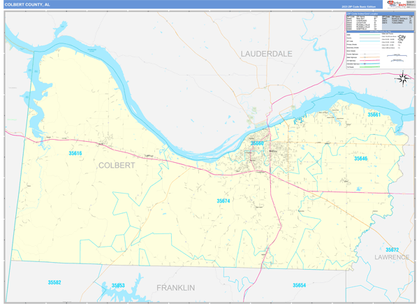 Colbert County, AL Zip Code Map