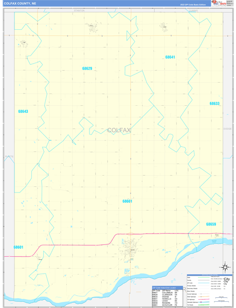 Colfax County, NE Wall Map Basic Style