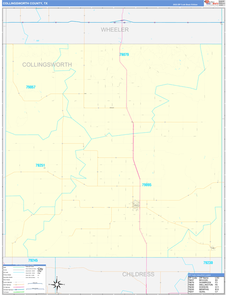 Collingsworth County, TX Wall Map Basic Style