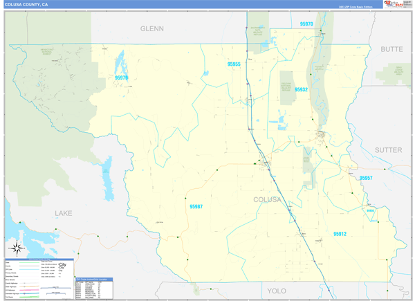 Colusa County Wall Map Basic Style