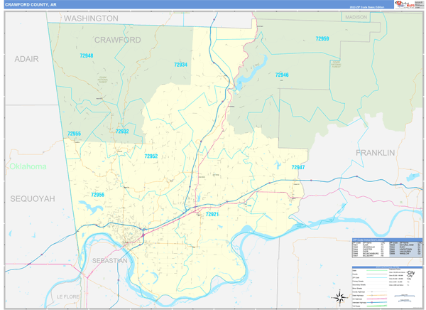 Crawford County, AR Zip Code Map