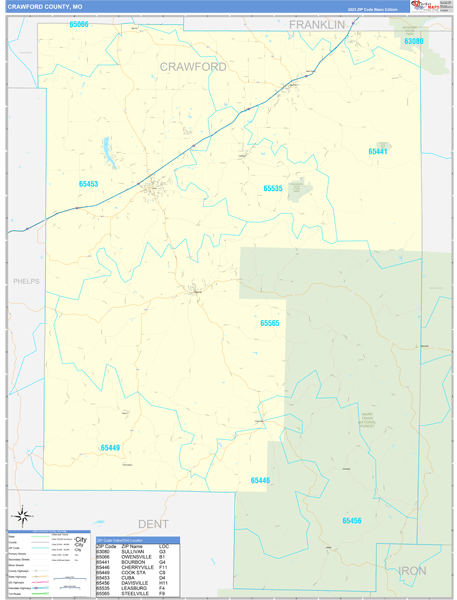 Crawford County, MO Zip Code Map