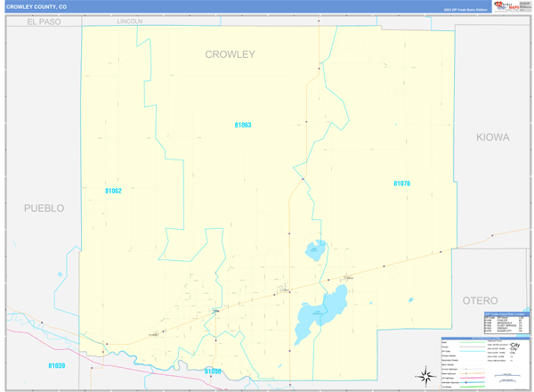 Crowley County, CO Zip Code Wall Map