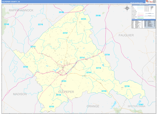 Culpeper County, VA Zip Code Map