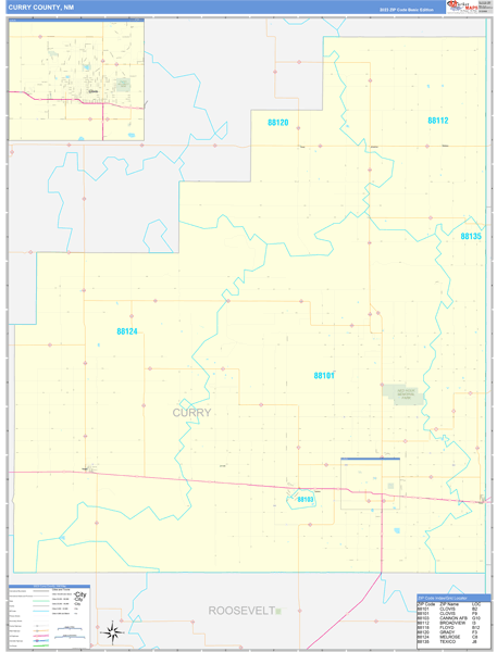 Curry County, NM Wall Map Basic Style