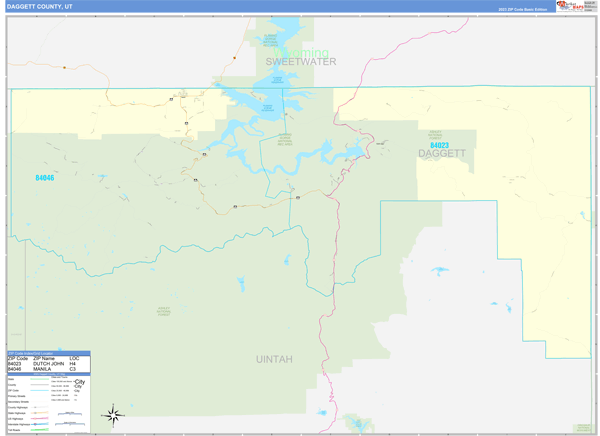 Daggett County, UT Zip Code Map