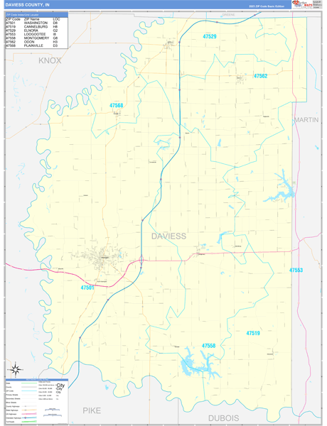 Daviess County, IN Map Basic Style