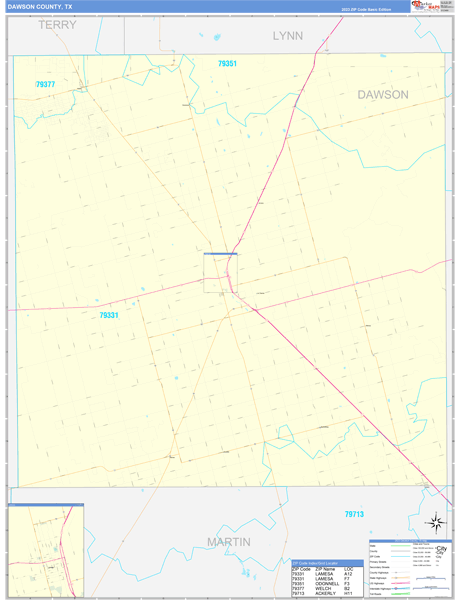 Dawson County, TX Wall Map Basic Style