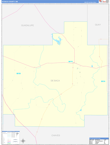 DeBaca County, NM Zip Code Wall Map