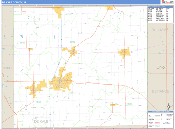 DeKalb County, IN Zip Code Map