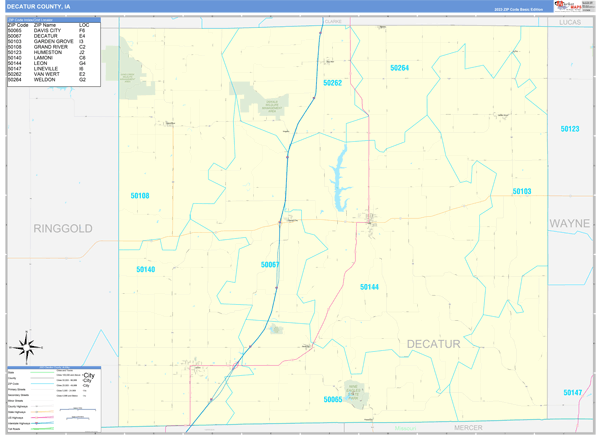 Decatur County, IA Carrier Route Wall Map