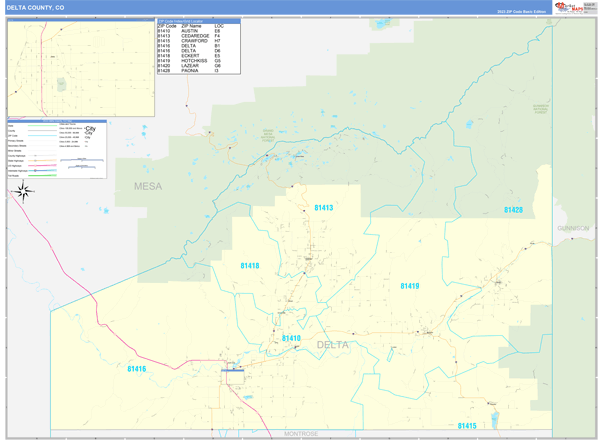 Delta County, CO Carrier Route Wall Map