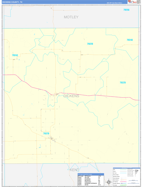 Dickens County, TX Wall Map Basic Style