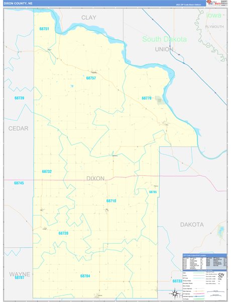 Dixon County, NE Wall Map Basic Style