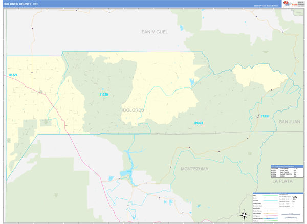Dolores County, CO Zip Code Wall Map