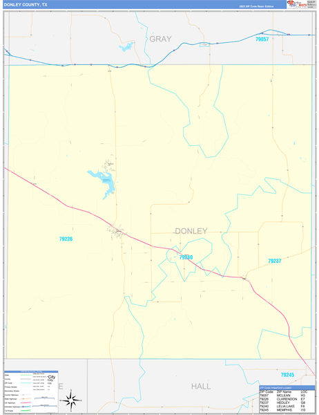 Donley County, TX Carrier Route Wall Map