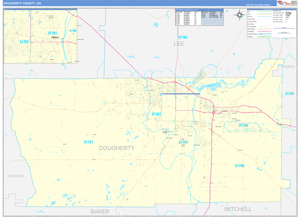 Dougherty County, GA Carrier Route Wall Map