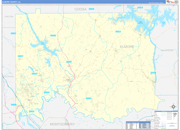 Elmore County Wall Map Basic Style