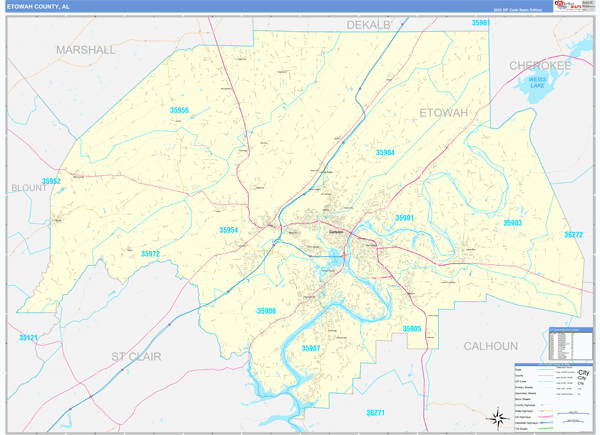 Etowah County, AL Zip Code Map