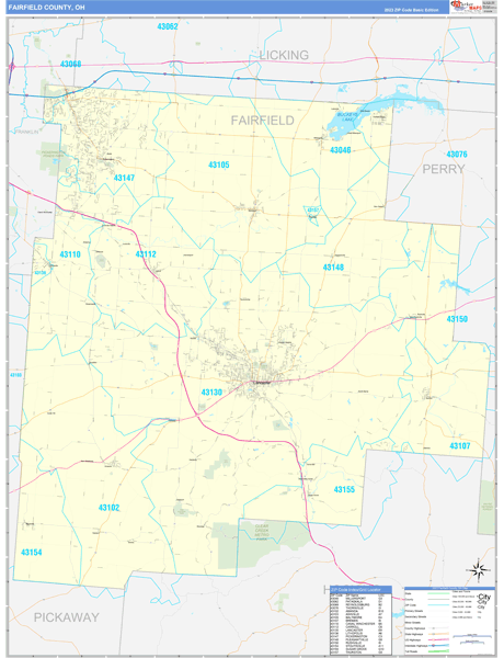 Fairfield County, OH Zip Code Map