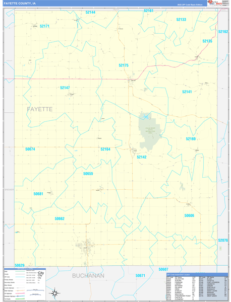 Fayette County, IA Zip Code Map