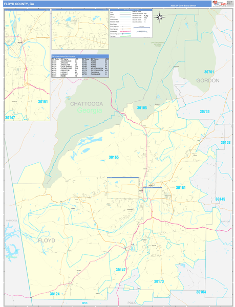 Floyd County, GA Zip Code Wall Map