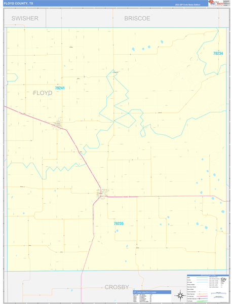 Floyd County, TX Zip Code Wall Map