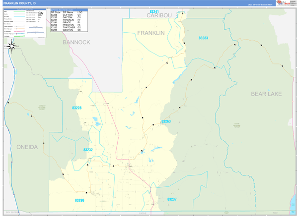 Franklin County, ID Zip Code Map