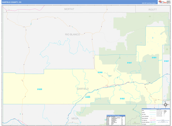 Garfield County Wall Map Basic Style