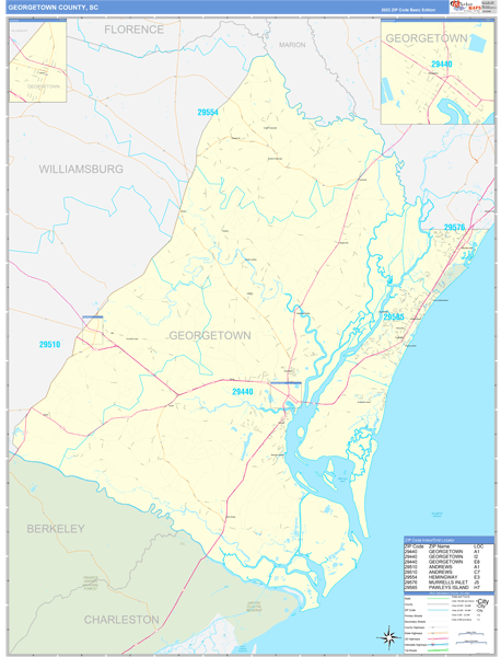 Georgetown County, SC Zip Code Map