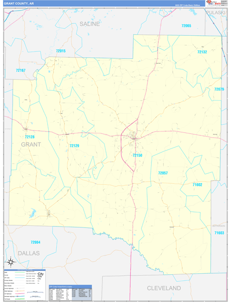 Grant County, AR Wall Map Basic Style