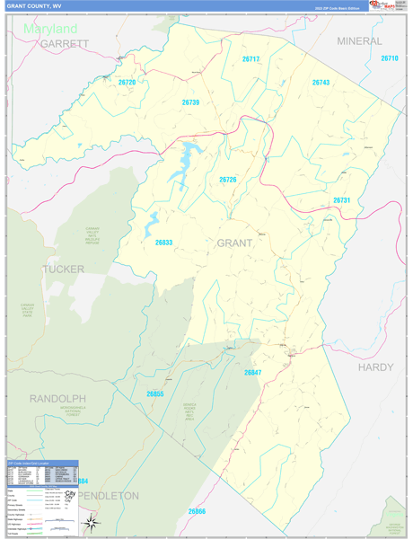 Grant County, WV Carrier Route Wall Map