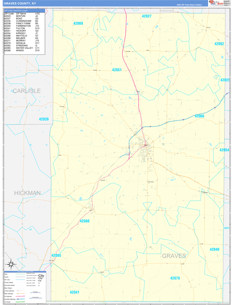Graves County, KY Carrier Route Wall Map