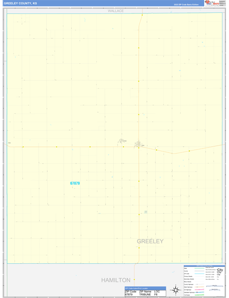 Greeley County, KS Carrier Route Wall Map