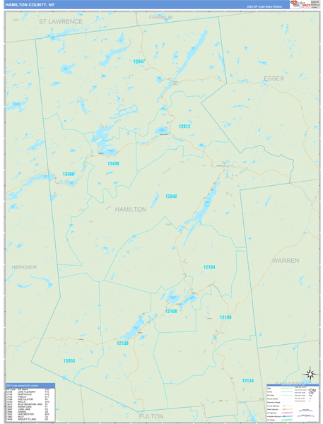 Hamilton County Wall Map Basic Style