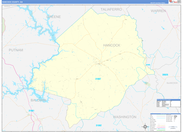Hancock County, GA Zip Code Wall Map
