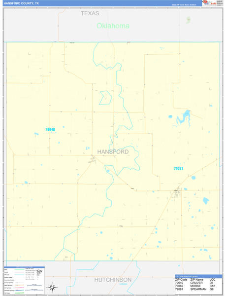 Hansford County Digital Map Basic Style