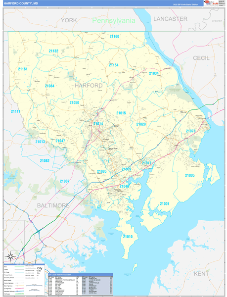 Harford County, MD Zip Code Map