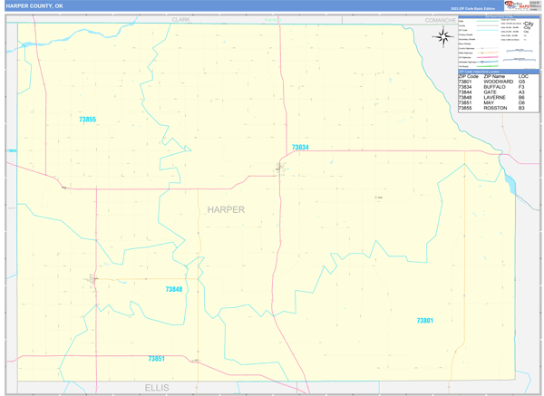 Harper County Digital Map Basic Style