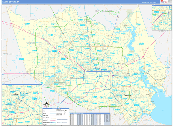 Harris County, TX Zip Code Map