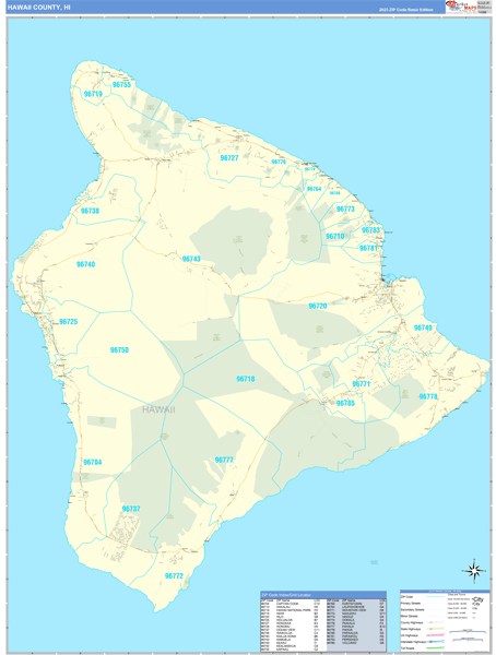 Hawaii County, HI Zip Code Map