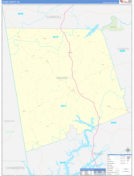 Heard County, GA Wall Map Basic Style