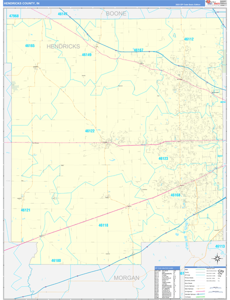 Hendricks County, IN Map Basic Style