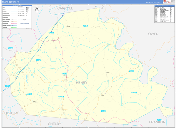 Henry County, KY Zip Code Map