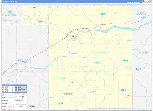 Henry County, OH Carrier Route Wall Map