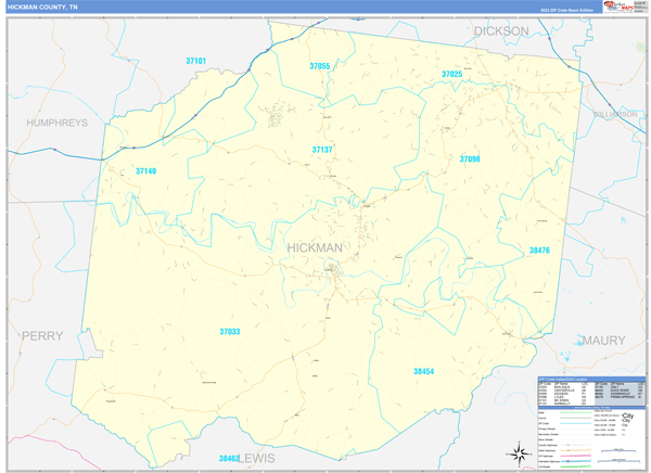 Hickman County, TN Zip Code Map