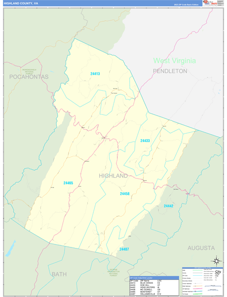 Highland County, VA Zip Code Map