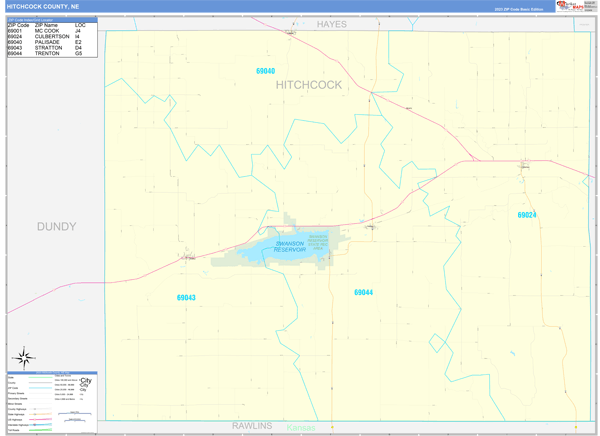 Hitchcock County, NE Zip Code Map